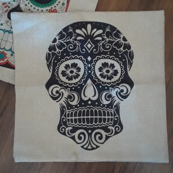 $7 SALE Set of 3 Sugar Skull Pillow Case Covers - Picture 2 of 4